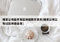 哪家公司能开发区块链数字货币[哪家公司公布过区块链业务]