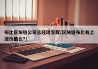 布比区块链公司总经理李辉[区块链布比有上涨价值么?]